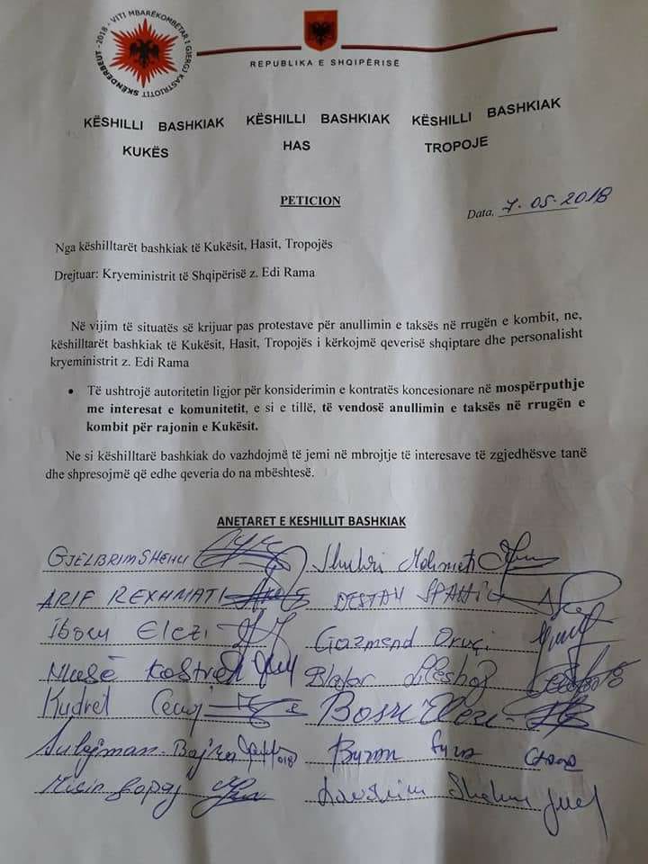 PETICIONI/ Këshilltarët nga Kukësi, Hasi e Tropoja letër Ramës e Metës: Lironi protestuesit, anuloni tarifën e Rrugës së Kombit