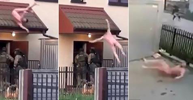 VIDEO/ Krimineli tenton t’i shpëtojë forcave të antidrogës, hidhet nga dritarja nudo