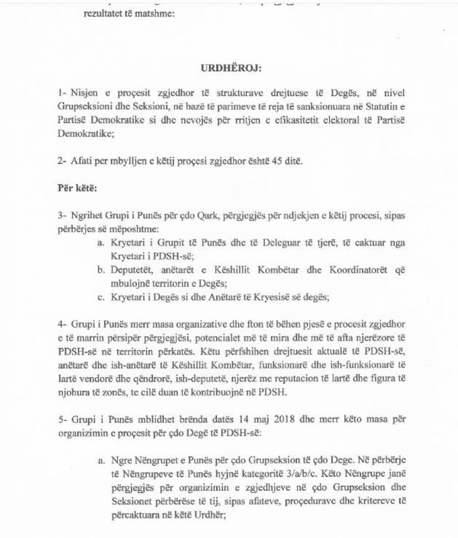 UDHËZIMI/ Lulzim Basha firmos: Zgjedhjet e brendshme në PD, procesi mbyllet për 45 ditë