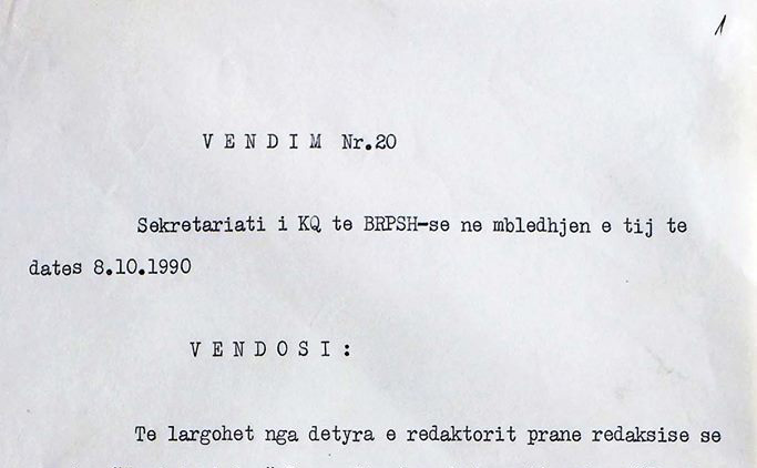 DOKUMENTI/ Gazetari publikon vendimin: Si më pushuan nga puna pse u fejova me “mbesën e armiqve të partisë”