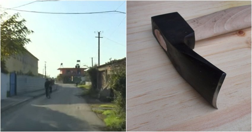 Burri godet me sqepar gruan e tij në Memaliaj