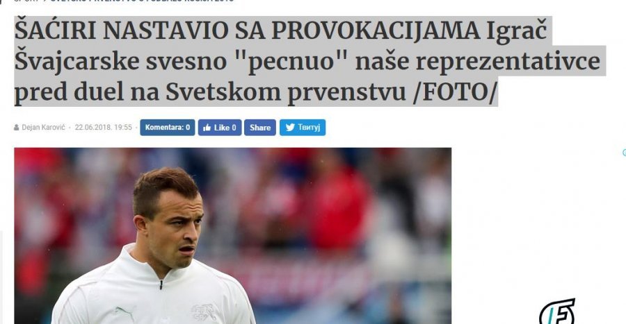 FOTO/Cmenden serbët:”Shaqiri na provokoi para ndeshjes”