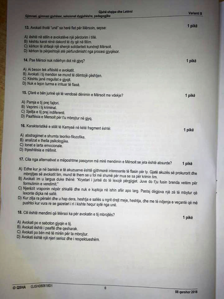 FOTO SKANDAL/ Sot provimi i maturës shtetërore, testi i letërsisë del “në qarkullim”