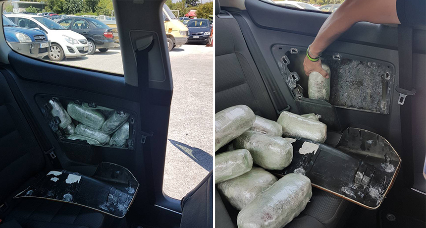 FOTO GALERI/ Greqi, arrestohet i riu shqiptar me 17 kg kanabis në makinë