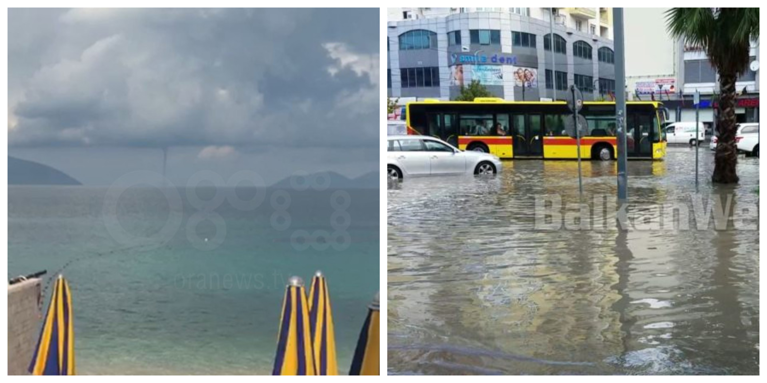 FOTO/Durrësi i përmbytur, ndërsa në Vlorë tornadoja dhuron spektakël