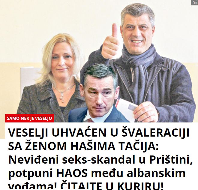 Gazeta serbe: Skandal seksual mes Kadri Veselit dhe gruas së Hashim Thaçit