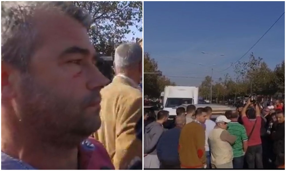 VIDEO/Momenti kur goditet me grusht operatori gjatë protestës tek ‘Astiri’