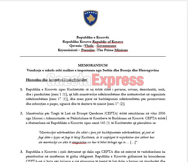 Haradinaj u dërgon letër të gjitha shteteve të BE-së për taksën ndaj Serbisë