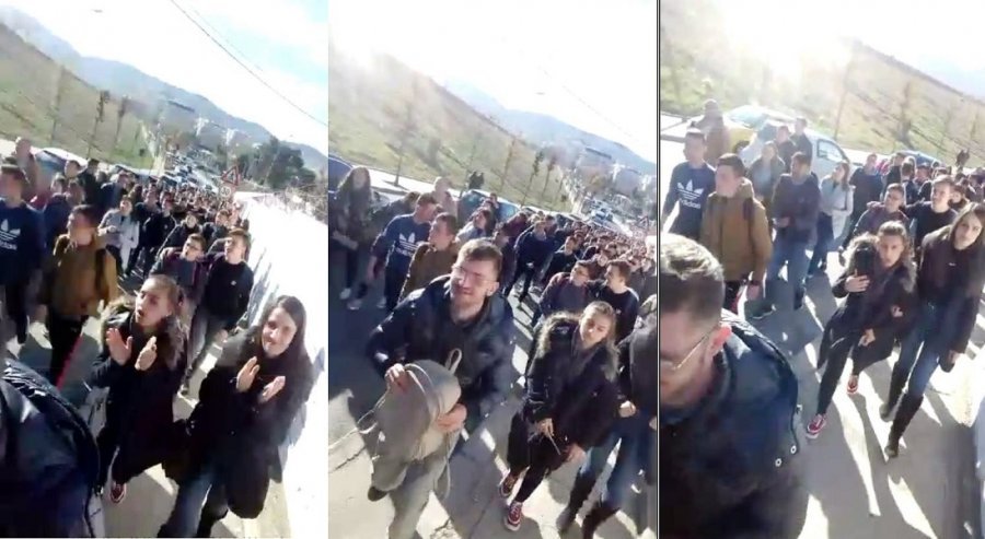 VIDEO/ Studentët e Elbasanit mbërrijnë në Tiranë, protesta merr përmasa të mëdha