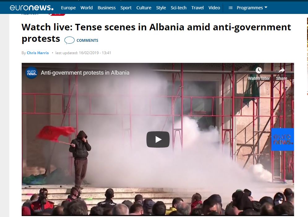 VIDEO/Euronews transmeton live protestën e opozitës