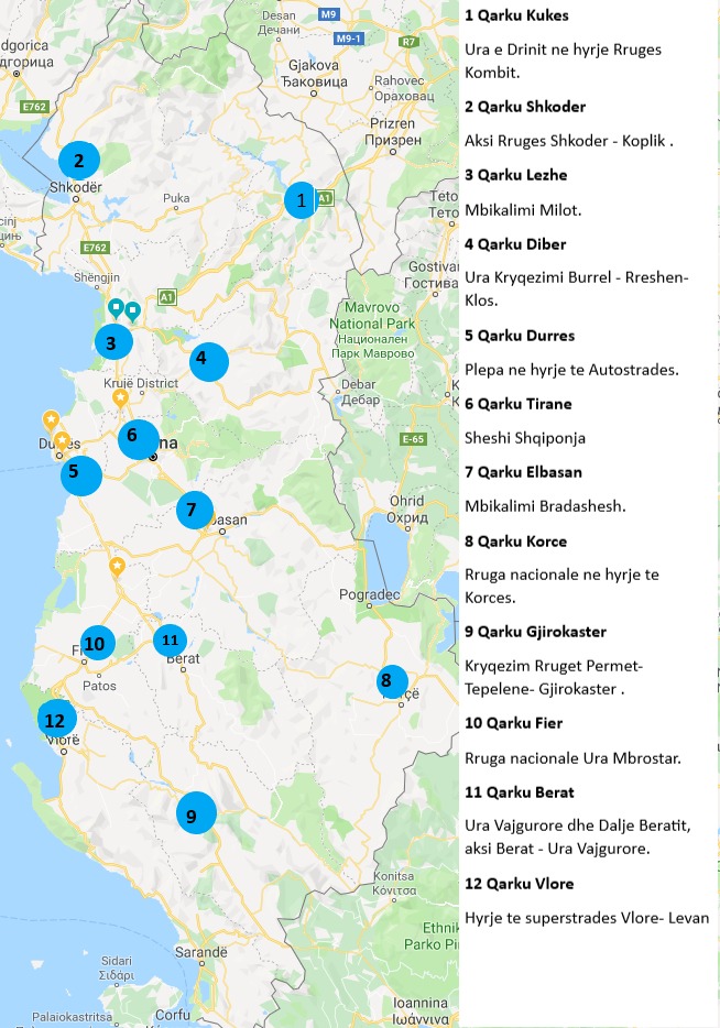 Ku do jene drejtuesit e PD ne protesten e bllokimit te rrugeve. Harta