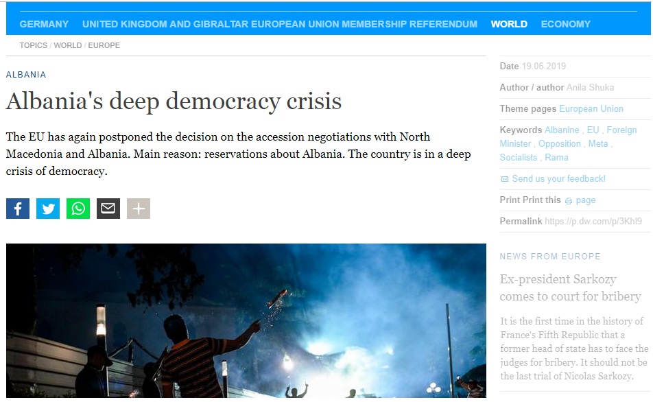 DW shkruan për situatën në Shqipëri: Krizë e thellë politike, Rama refuzoi përfaqësuesin e kancelares Merkel