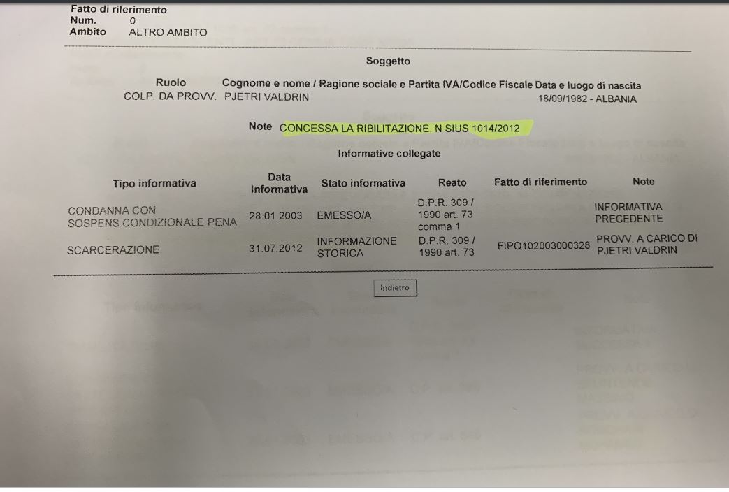 FOTO/PD publikon dokumentat autentike: Si u dënua dhe u dëbua Valdrin Pjetri në Firence