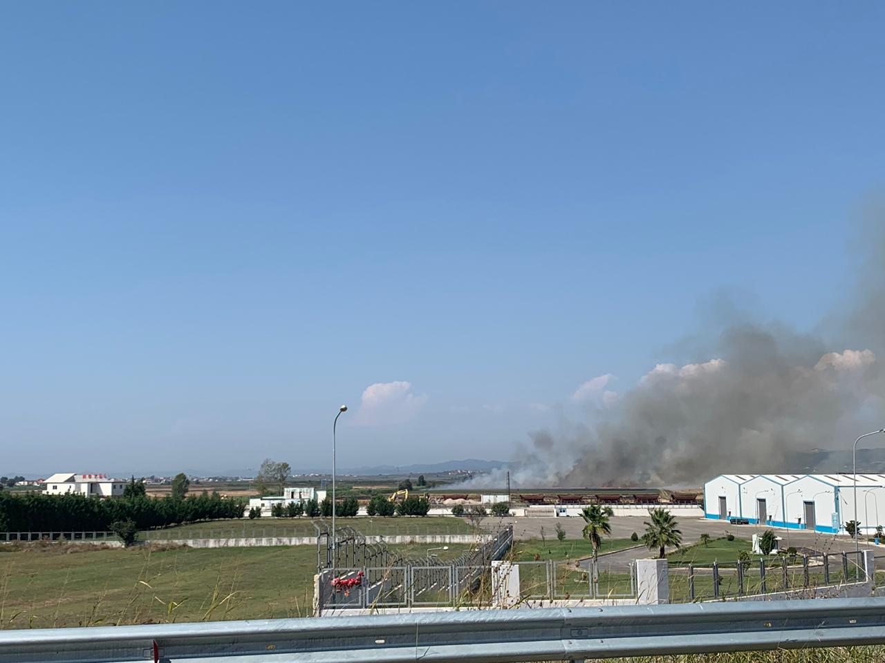 FOTO/ Zjarr masiv  pranë një biznesi në autostradën Tiranë-Durrës