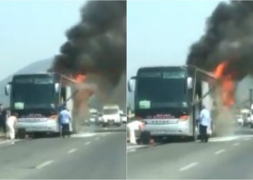 FOTO/Merr flakë gjatë ecjes autobusi në “Rrugën e Kombit”, reagon kompania: Ja si ndodhi