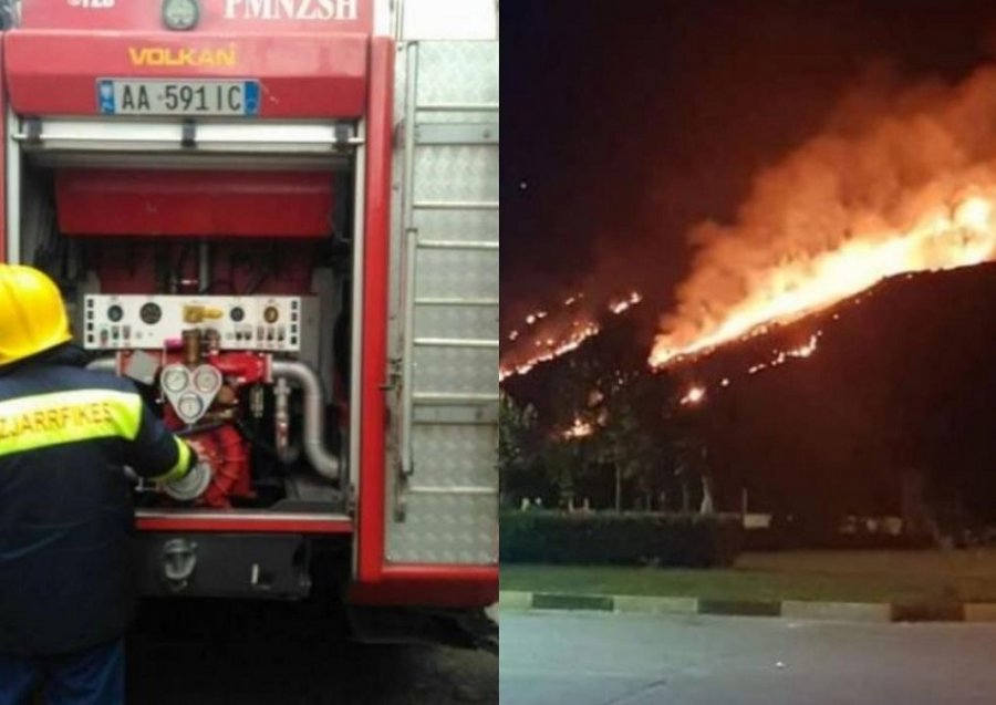 Tepelenë/Kodra pranë antenave telefonike  në flakë prej 12 orësh, zjarrëfiksja në gjumë