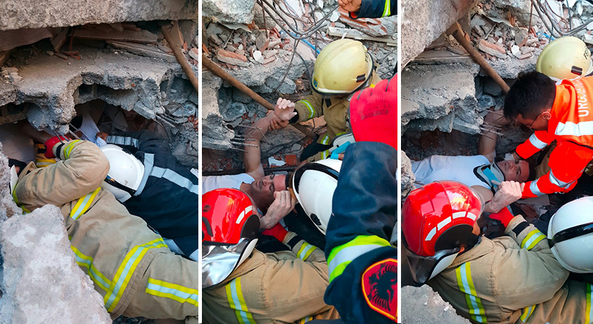 VIDEO/Nxirret i gjallë 33-vjeçari nga rrënojat e hotelit në Durrës, momentet e shpëtimit