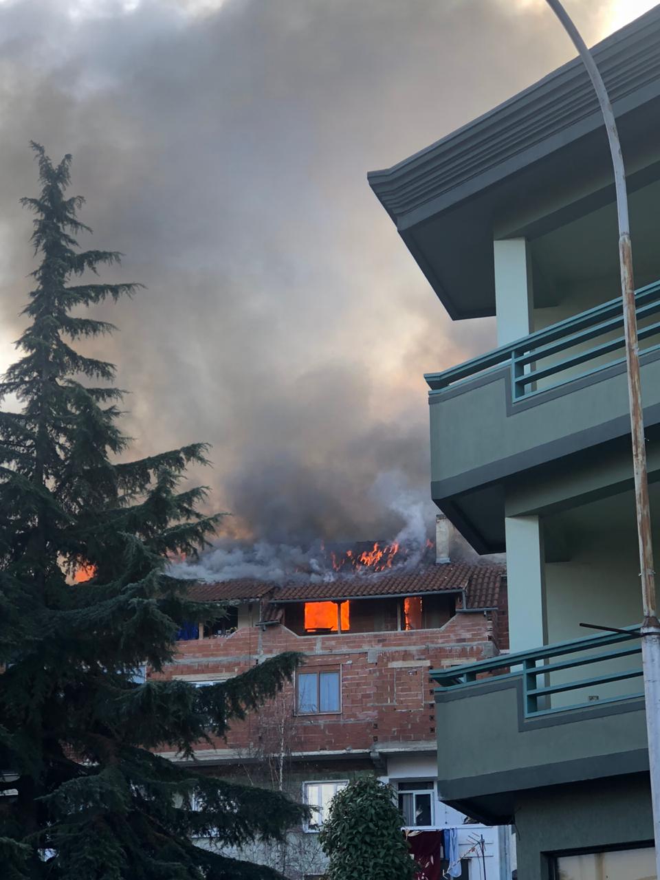 VIDEO/Panik në Pogradec, flakët përfshijnë katin e fundit të pallatit në lagjen kryesore