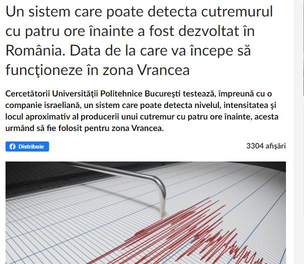 DETAJE/Tërmetet mund të parashikohen 4 orë më parë, kompania izraelite teston sistemin e ri në Rumani