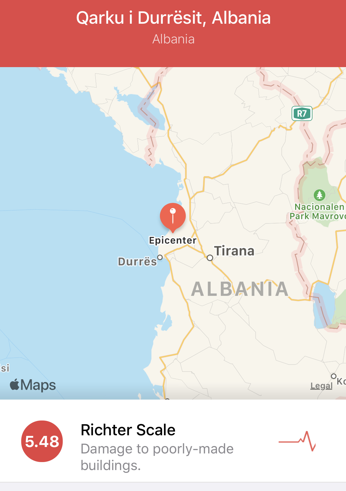 LAJMI I FUNDIT/ Tronditet Tirana e Durresi, termet 5.4 shkalle te Rihterit