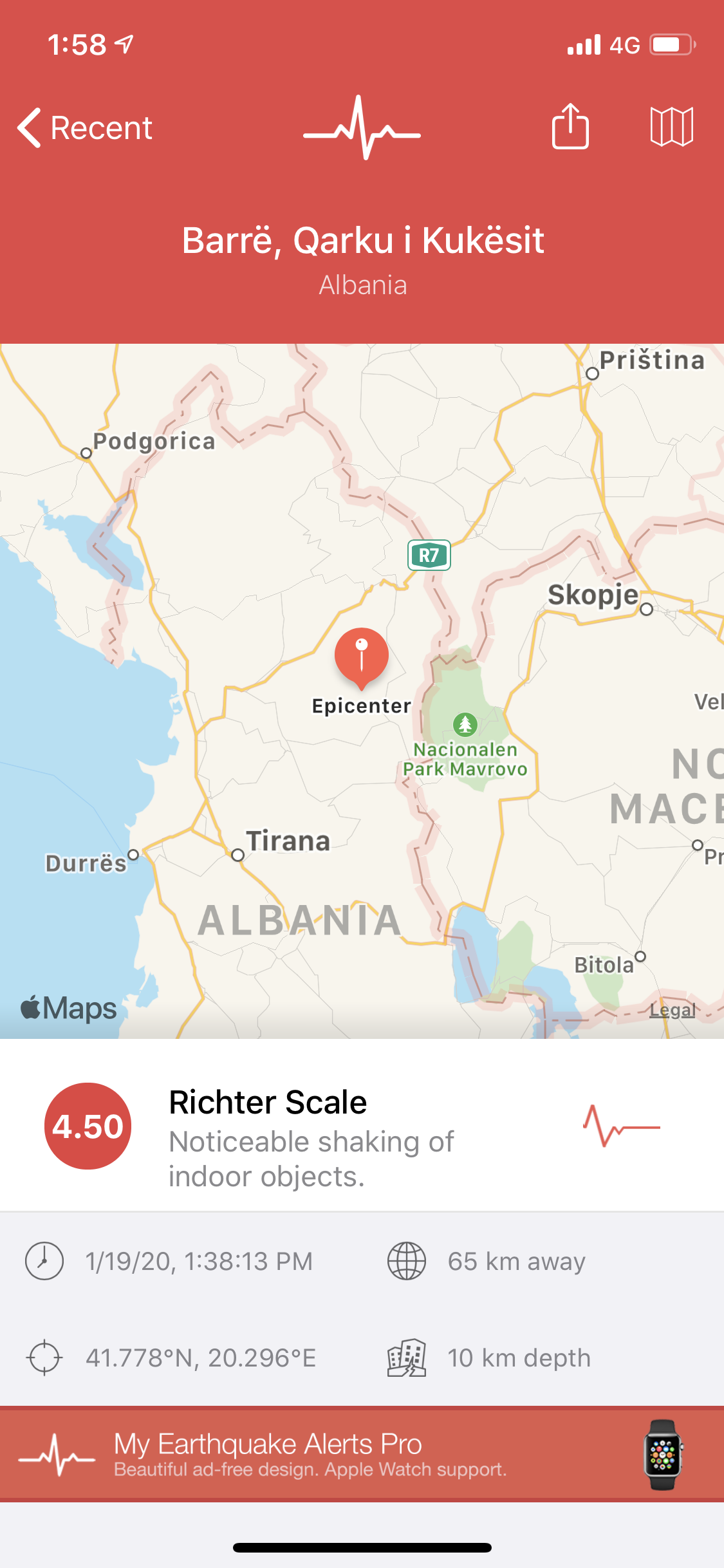 LAJMI I FUNDIT/ Dy termete godasin Kukesin dhe Dibren, fuqia mbi 4.5 shkalle