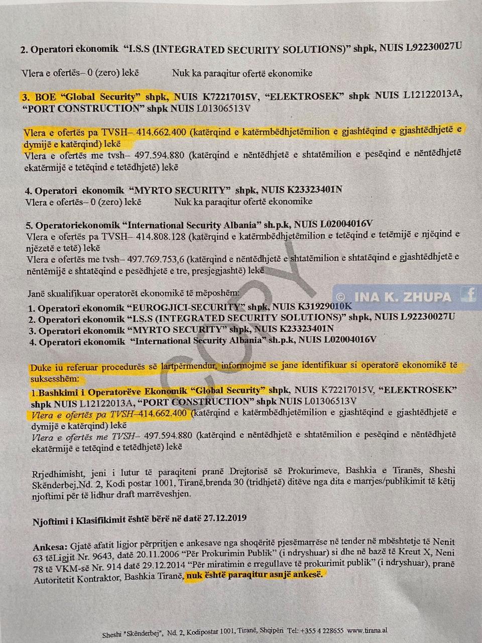 FOTO/Zhupa denoncon: Si Veliaj dha tender pa garë 3.4 milionë euro kompanisë së kryetarit të Bashkisë Mat