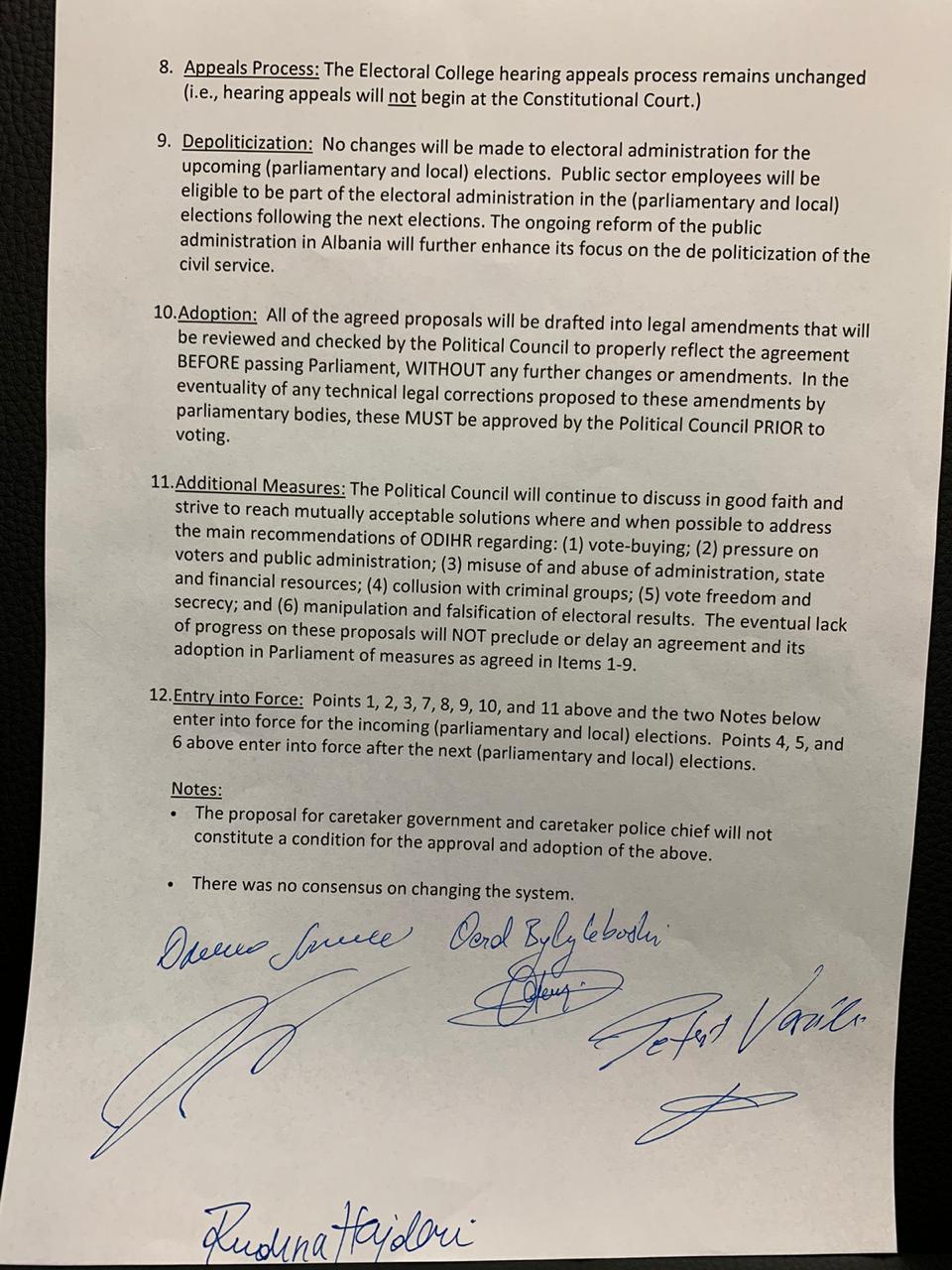 Detajet e marreveshjes, dokumenti qe u firmos sonte