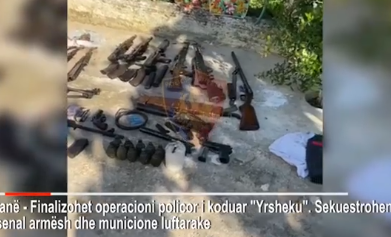 VIDEO/Zbulohet arsenal armësh dhe snjaper në Yzberisht, dyshohet si baza e grupit kriminal