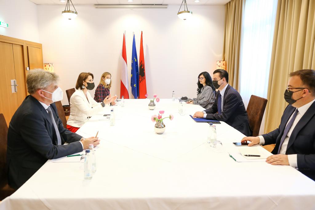 Basha me ministren austriake: Të qëndrojmë të palëkundur dhe të luftojmë fort për të sjellë ndryshim dhe demokraci në Shqipëri