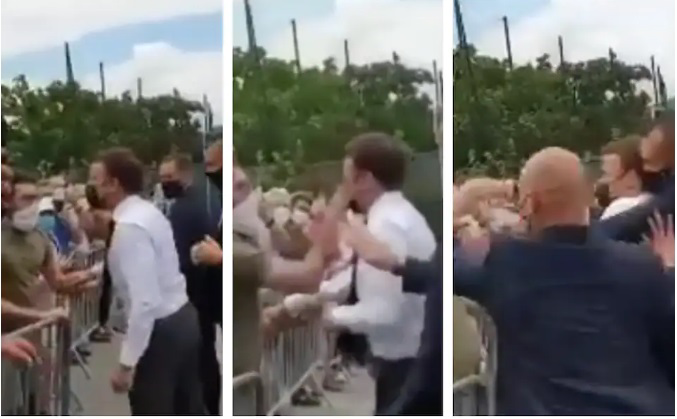 VIDEO/ Dalin pamjet kur goditet me shpullë Presidenti Macron