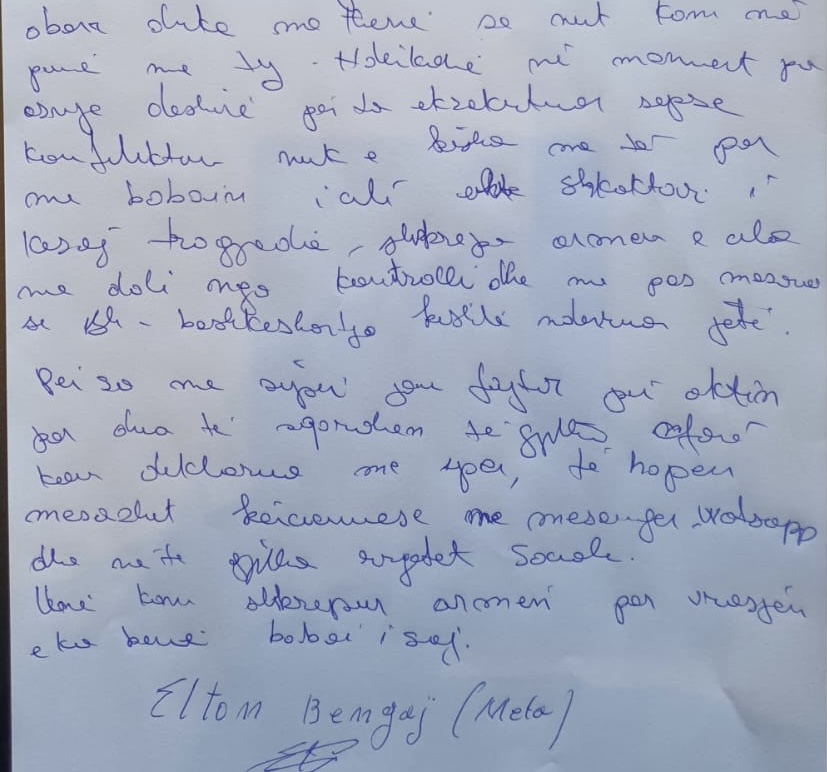 LETRA/ Vrasësi i gruas shpjegon rrethanat e vrasjes së Sabinës, akuzon policinë