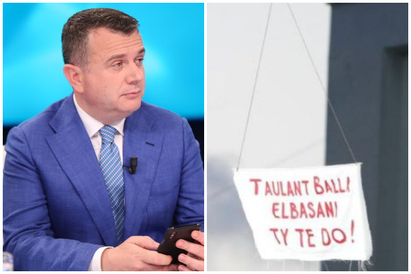 Droni me banderolën për Taulant Ballën”Elbasani ty të do!”, gjobë Kombëtares disa mijëra euro