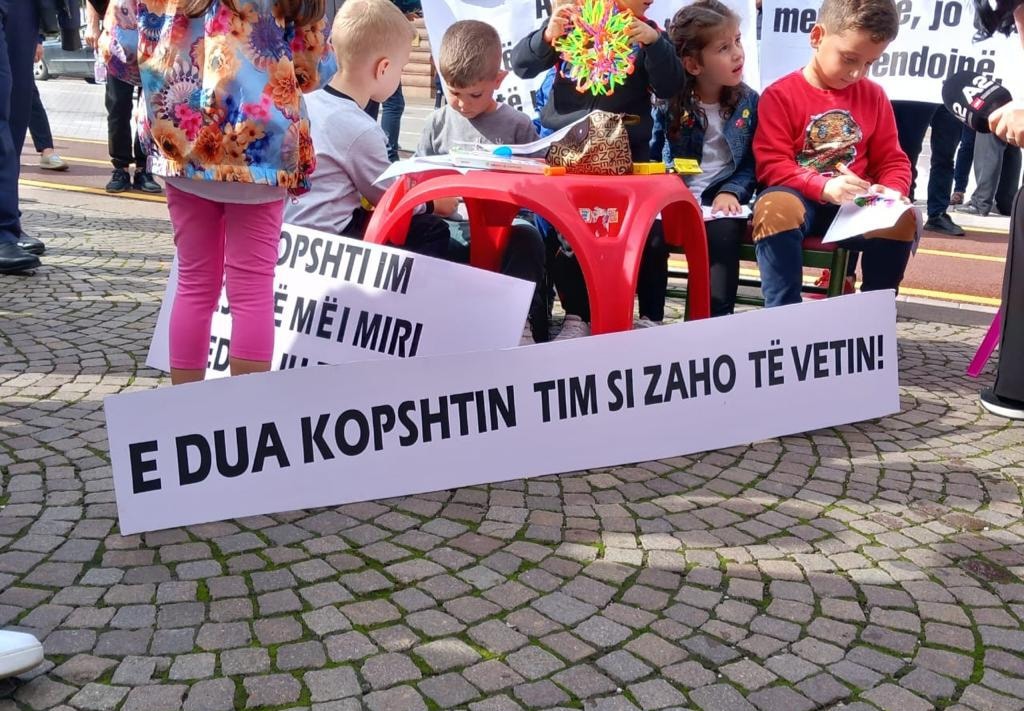 Nxenesit e kolegjit Mehmet Akif në protestë para kryeministrisë