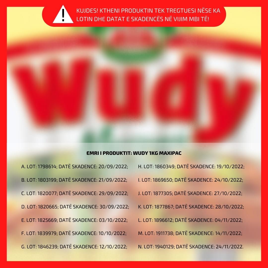 TË DHËNAT/ Mos konsumoni Wudy, u gjet me bakter të rrezikshëm. Alarmi nga Italia