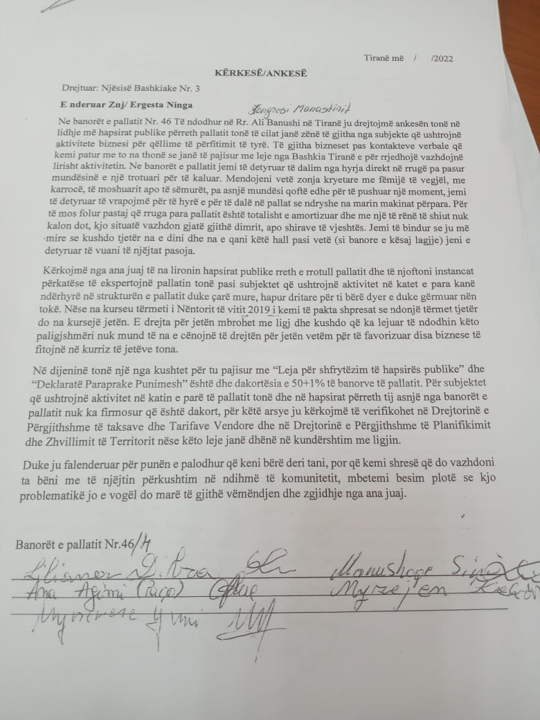 FOTO DOKUMENT/ Banorët ankesë Njësisë Bashkiake nr3: Lejet e dhëna për lokale nga Bashkia të paligjshme