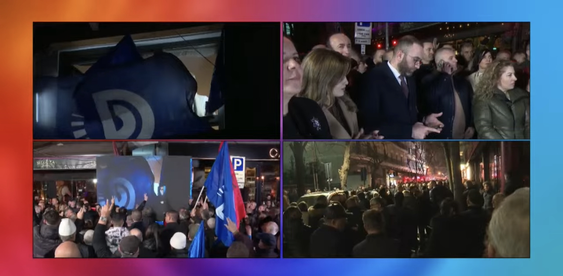 Gazment Bardhi bashkohet me protestuesit para shtëpisë së Berishës