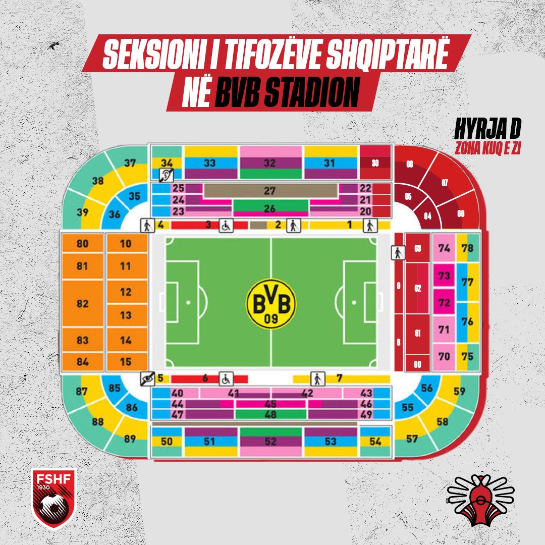 Rregullat që duhen ndjekur në stadiumin e Dortmundit. Shikoni edhe skemën e stadiumit