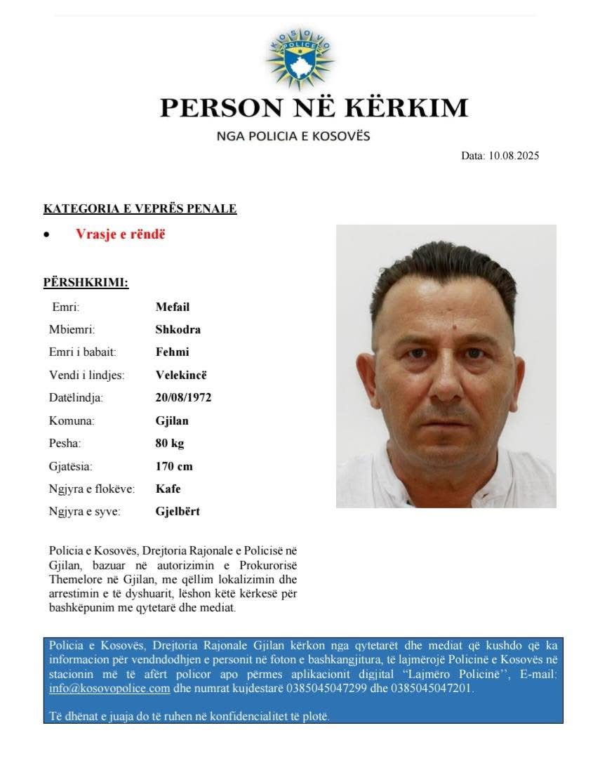 Shpallen në kërkim Mefail Shkodra me të bijtë, ekzekutoi dy veta një ditë më parë
