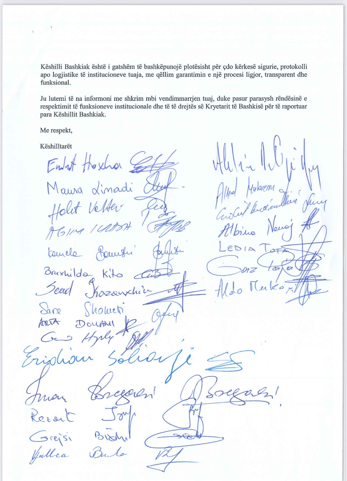 Këshilltarët socialistë ftojnë Veliajn në mbledhjen e Këshillit Bashkiak, letra e plotë për SPAK dhe Burgjet bashkë me firmat